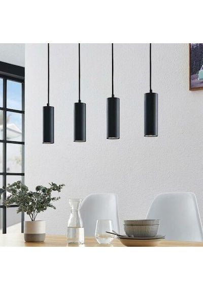 Rsylight Masa Üstü 4 Lü Led Avize Siyah Led Spot Bar Ve Tezgah Üstü Led Avize Panasonıc Günışığı Ampullü Siyah