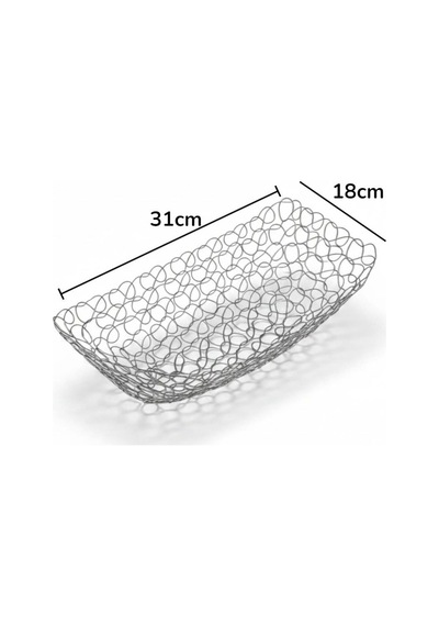 Ferforje Metal Dekoratif Ekmeklik, Meyvelik, Dekoratif Tabak 31cm Gümüş Renk