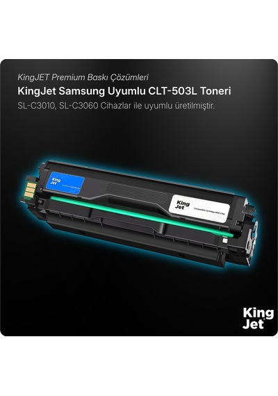 Kingjet Samsung Uyumlu Clt-c503l Yüksek Kapasiteli Mavi Cyan Çipli  Uyumlu Toner