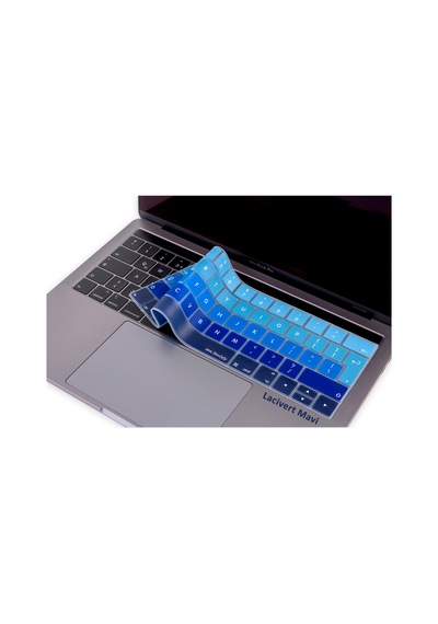 Apple Uyumlu MacBook Pro Klavye Koruyucu Touchbarlı Uk-eu İngilizce Ombre A1706 A1989 A2159 A1707 A1990 Lacivert Mavi