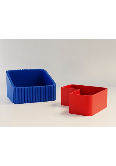 3d Baskı Fıstık Kasesi - Çift Hazneli Kabuk Ayırıcı Sunum Kasesi - Mavi Kırmızı Diğer