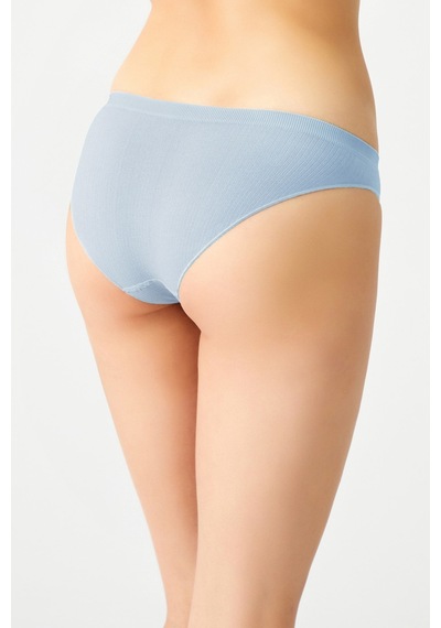 Los Ojos Mavi Fitilli Seamless Klasik Külot Ribbed Classic Mavi