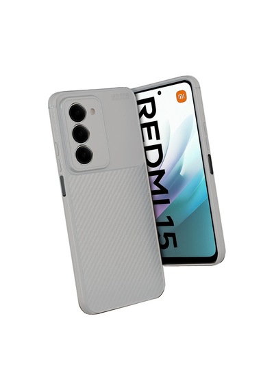 Xiaomi Redmi 15 4g Uyumlu Kılıf Karbon Tasarım Kamera Korumalı Silikon Telefon Kılıfı Kapak Gri