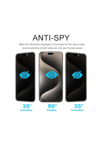 Apple Uyumlu   iPhone 16 Pro Max İle Hayalet Gizlilik Filtreli Privacy 9h Cam Ekran Koruyucu