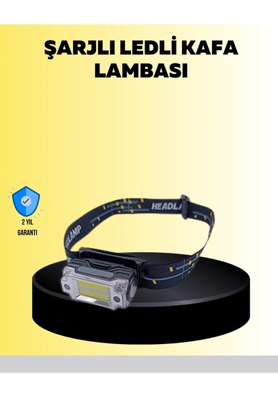 Kafa Lambası Led Fener Pratik Taşınabilir Ayarlanabilir Usb Şarjlı Siyah 15497219