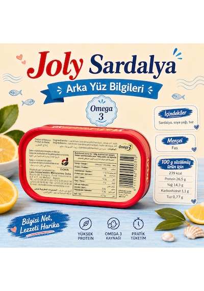 Bitkisel Yağda Sardalya Konservesi 125 Gr Omega 3 Kaynağı X3 Adet
