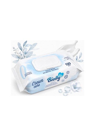 Biolly Cream Care Kremli Islak Mendil 120 Yaprak - Koli 12 Adet 12'li Set
