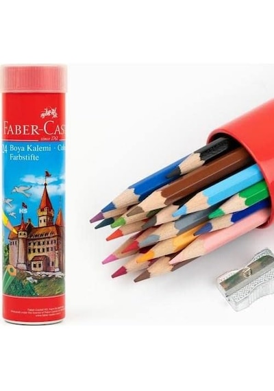 Faber-Castell Kuru Boya 24 Renk Metal Tüpte + Faber-Castell Çantalı Pastel Boya 24 Renk