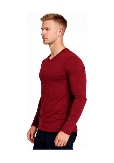 Axxel Erkek Pamuklu Likralı Süprem Uzun Kollu T-shirt-d236 Bordo