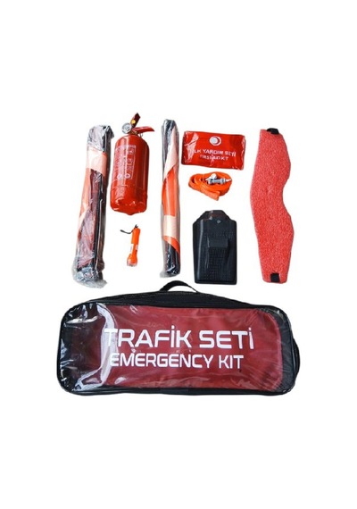 Trafik İlk Yardım Seti Çekme Halatı Fener Reflektör Takoz Yangın Söndürme Tüpü Boyunluk