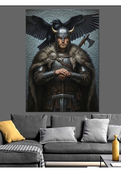 Vahşi Vikingli Savaşçı Dekoratif Kanvas - Mdf Ahşap Tablo