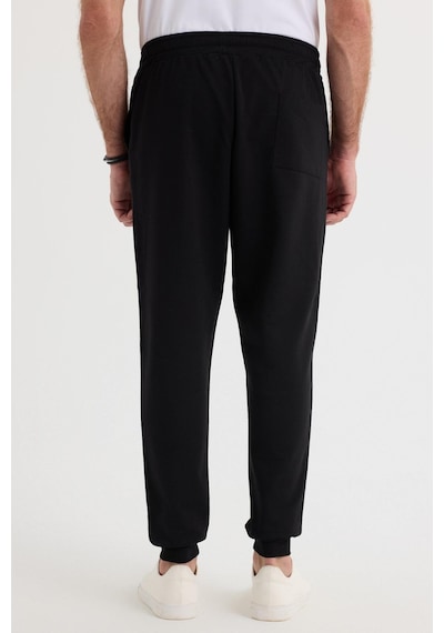 Tudors Erkek Regular Fit Klasik Kesim Beli Bağcıklı Jogger Cepli Lastikli Paça Siyah Eşofman Altı-40063 Siyah