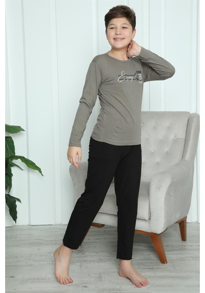 Akbeniz Erkek Çocuk Penye Pijama Takım 20418 Vizon