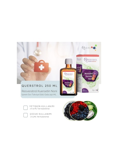 Querstrol 250 ML Resveratrol Kuersetin Noni İçerikli Sıvı 250ml