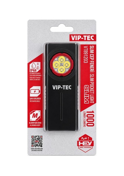 Vıp-tec Şarjlı Alüminyum Gövde Slim Led Lamba - Cep Feneri 1000 Lümen