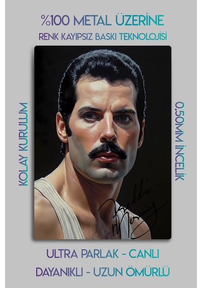 Metal Baskı - İmzalı Freddie Mercury, Queen, Bohemian Rhapsody, Özel Tablo