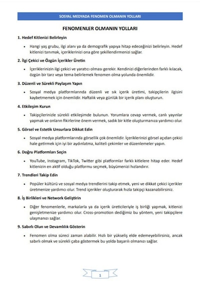 100 Adımda Fenomen Olmanın Yolları Kitabı