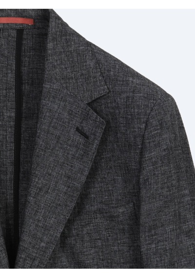 Kip Siyah Desenli Modern Fit Keten Karışımlı Takım Elbise