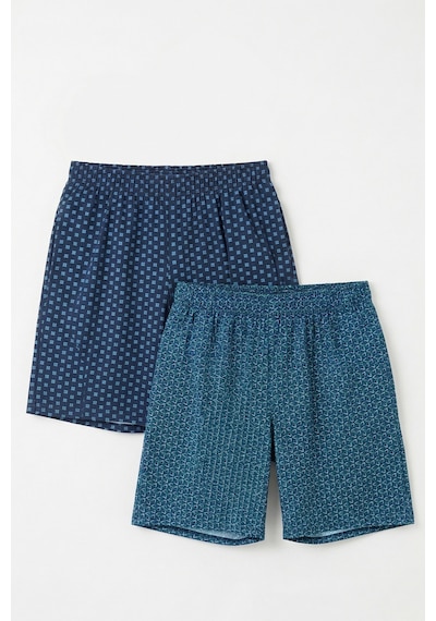Elemge Pamuklu 2'li Erkek Pijama Şort Ince Compact Penye Lacivert & Mavi Cepli Rahat Kalıp Terletmez Likra Lacivert-Mavi