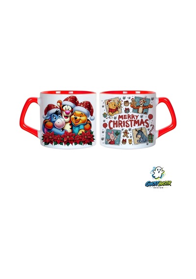 Ghostbastır Design Winnie The Pooh Noel Yılbaşı Kupa Bardak Tek Adet 1096 çok renkli