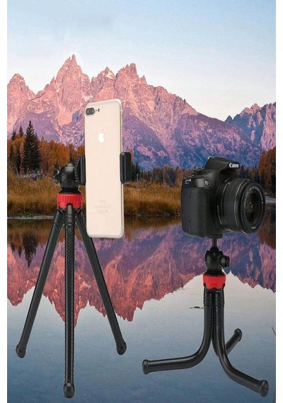 Ayrex Teknosepetim Esnek Flexible Tripod Kamera Profesyonel Telefon Tutucu 360 Derece Tripot, Siyah Diğer