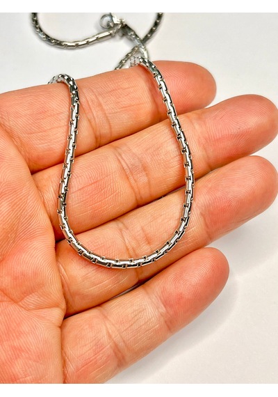 Gümüş Renk Çelik Küp Zincir Kolye - Unisex Box Chain Model 2026 Trend