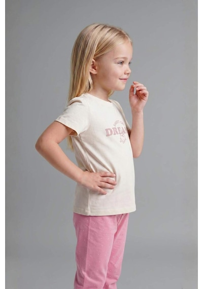 Defacto %100 Pamuk Desenli 2li Kısa Kollu Pijama Takımı Kız Bebek I1005a526aubg285 Bej-bg285