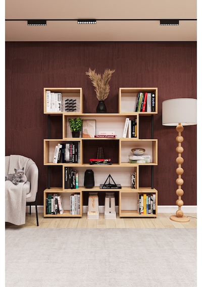 Asra Trend Modern Ayarlanabilir Raflı Ev Ofis Kitaplık %100 Mdf Dekoratif Kütüphane Kitaplık Dk02 Safir Meşe