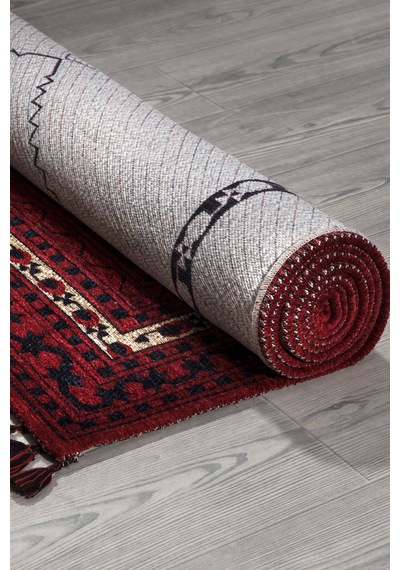Kırmızı Renkli Afgan Tarzı Altı Kaymaz Şönil Kilim-57