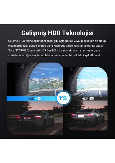 Vs1 2k Qhd Hdr Sony Starvis 2 Sensörlü Wi-fi Gps'li Mini Araç Kamerası