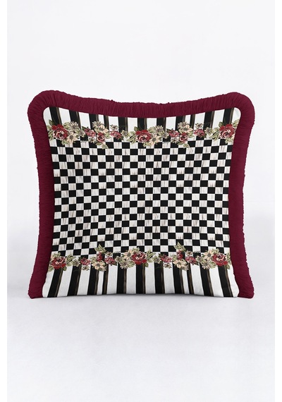 Luxe Ekose Çiçekli Saçaklı Yastık Kılıfı - Çizgili Romantik Vintage Bordo Püsküllü Kırlent Kılıfı Toprak Fırtına Mavisi Luxe Ekose Çiçekli Saçaklı Yastık Kılıfı - Çizgili Romantik Vintage Bordo Püsküllü Kırlent Kılıfı Toprak Fırtına Mavisi