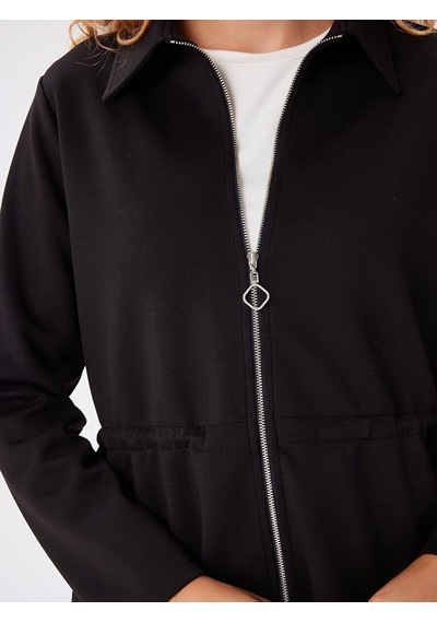 Faik Sönmez Relax Beli Tünelli Fermuarlı Örme Overshirt Tunik W27tnk019 Uw27tnk01910 Siyah
