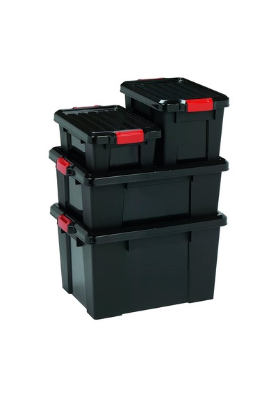 Irıs, 3'lü Set Saklama Kutuları 'power Box', Sk-450, Geçmeli Kilitli, Plastik, Siyah, 50 L, 59 X 38,5 X 32 Cm