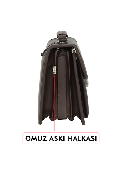 Dada Anahtarlı Kilit Mekanizmalı Kahverengi Küçük Boy Piremium Erkek El Ve Omuz Çantası