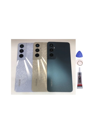 Realme C65 Gold Arka Kapak Batarya Kapağı Pil Kapağı Yapışkan Ve Sökme Aparatıyla Beraber Full Set Gold
