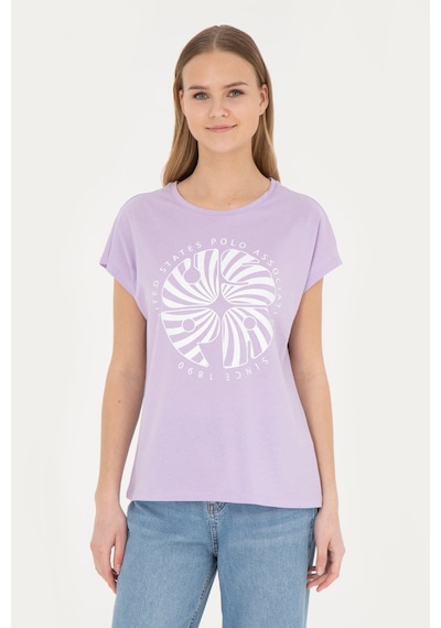 U.S. Polo Assn. Kadın Lila Bisiklet Yaka Tişört 50282896-VR034