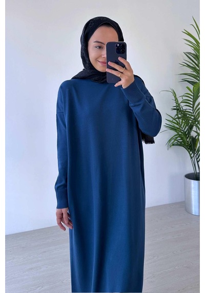 Kahijab Merserize Elbise - Petrol Petrol Mavi