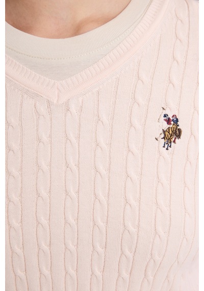 U.S. Polo Assn. Kadın Toz Pembe Basic Kazak 50327575 Vr050