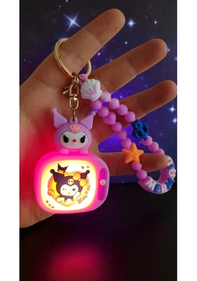 Kuromi Tv Ekran Işıklı Silikon Kayış Çanta Aksesuar Ve Anahtarlık Kayış Hariç Boyut 7cm 5cm