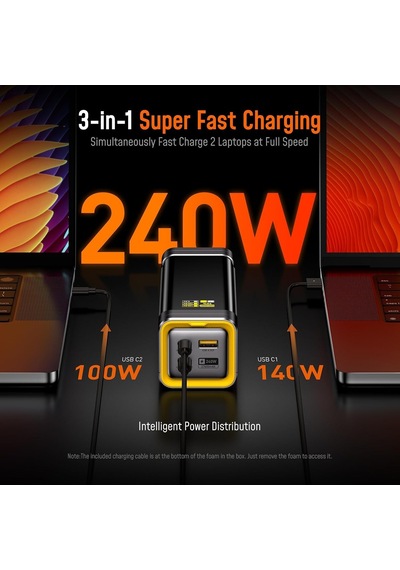 Starship 27.600 Mah 240w Pd3.1 Powerbank, Akıllı Dijital Göstergeli 2si1 Arada Taşınabilir Hızlı Şarj Cihazı,