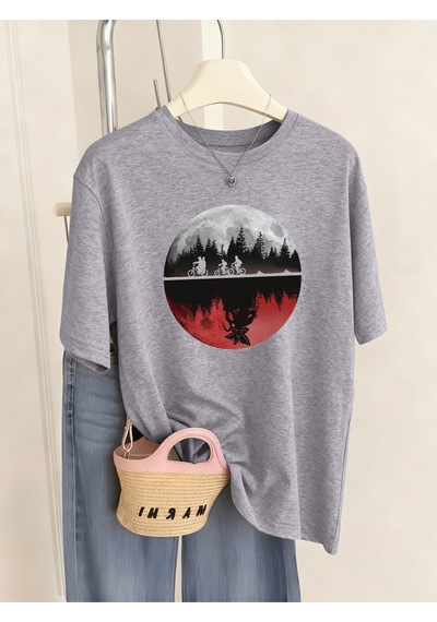 Noıssey Urban Pop Graphic Kadın Tişört Koleksiyonukod 5476 Gri