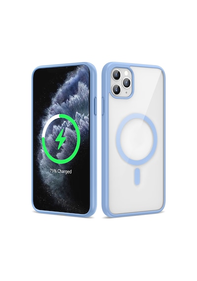 Zore Apple iPhone Uyumlu 11 Pro Max Kılıf Magsafe Wireless Şarj Özellikli Silikon Omsy Ege Kapak - Açık Mavi