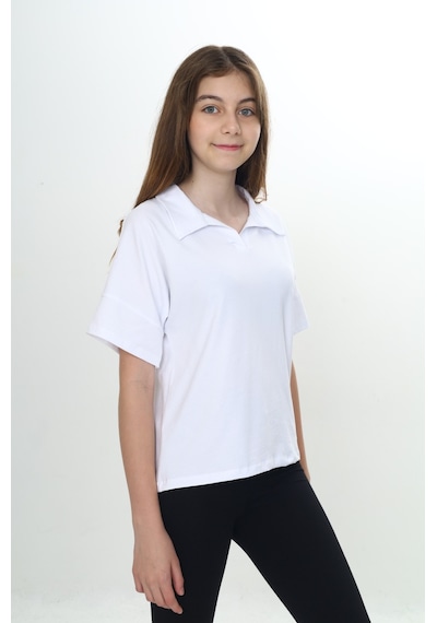 Toontoy Kids Toontoy Kız Çocuk Okul Polo Yaka Tişört Beyaz