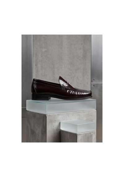 Crc Ayakkabı %100 Hakiki Deri Rugan Erkek Loafer - El İşçiliği Premium Klasik Ayakkabı - Burgundy Patent Bordo