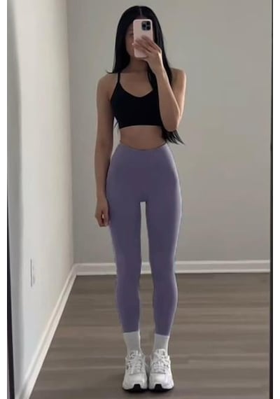 Madmext Lila Yüksek Bel Kadın Tayt Mg2230 Lila