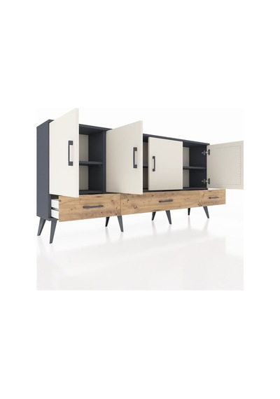Arges Konsol 6 Raflı 3 Çekmeceli 4 Kapaklı 176x30x83 Antrasit-aytaşı/çam Aytaşı/çam Arges Konsol 6 Raflı 3 Çekmeceli 4 Kapaklı 176x30x83 Antrasit-aytaşı/çam Aytaşı/çam