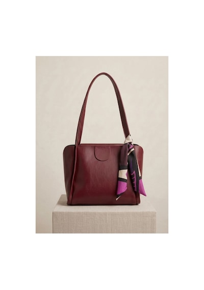Names Bag Kadın Fular Detaylı Şık Omuz Ve El Çantası Bordo