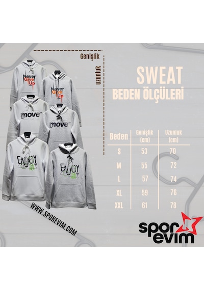 Fuba Kapşonlu Sweat Enjoy Beyaz Beyaz