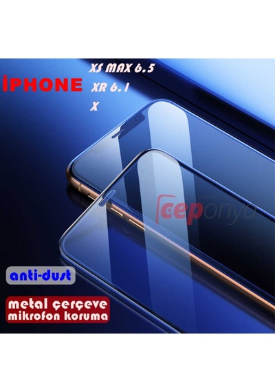 Apple Uyumlu iPhone X,Xr6.1,Xsmax6.5 Anti-Dust Metal Mikrofon Kor. Ekran Kor,
