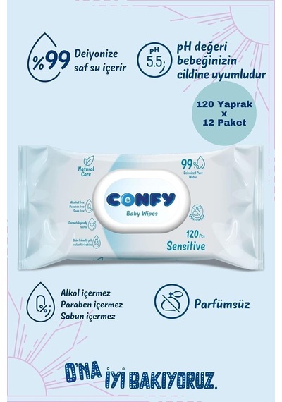 Natural Care Sensitive Islak Mendil 1440 Yaprak 12 x 120 Adet